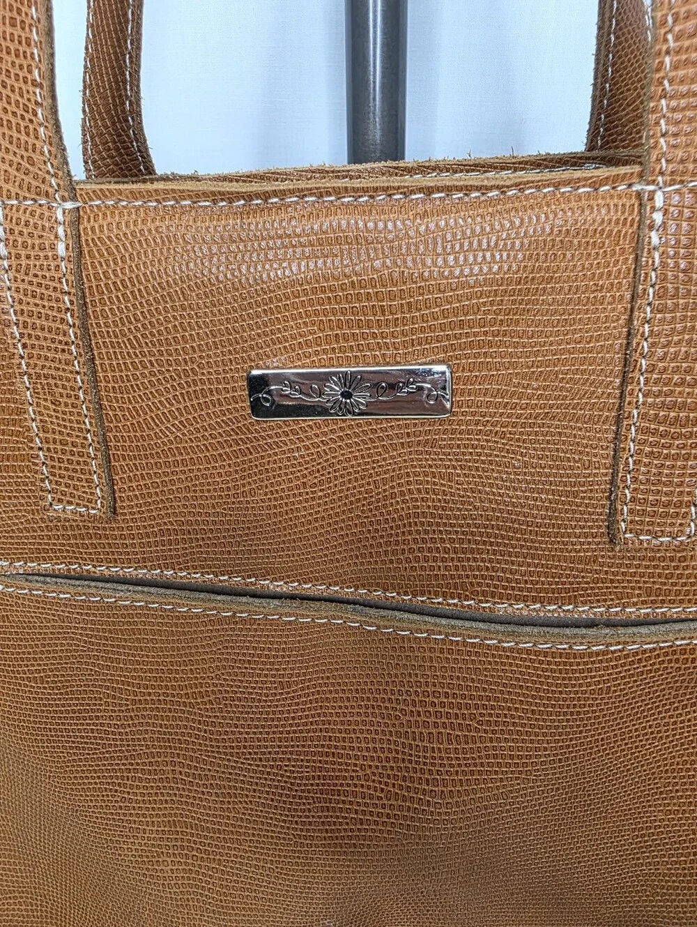 Planner Perfect Brown Lizard Embossed Leather Convertible Tote Crossbody Bag
